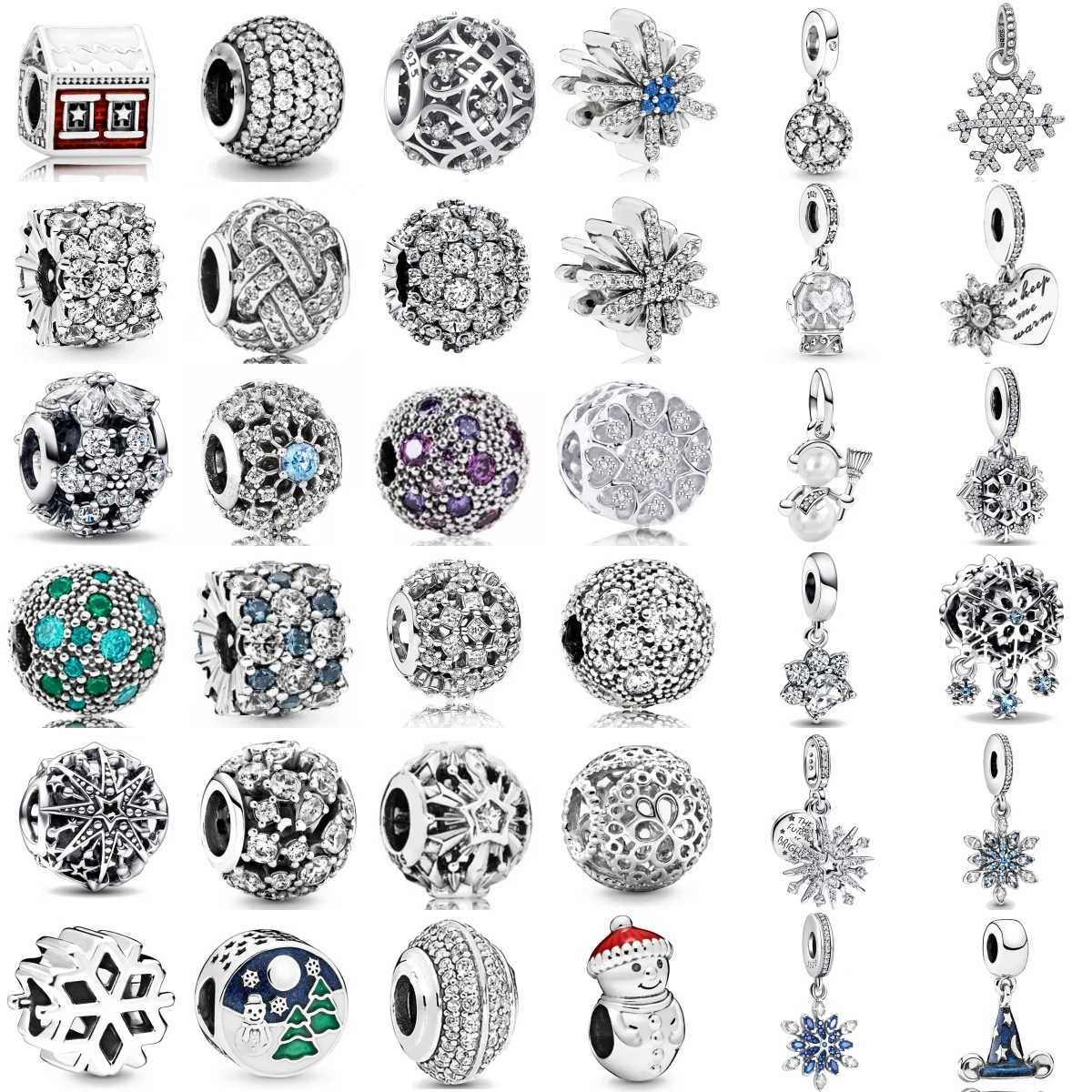 NEW 925 Sterling Sier Charm Fit Bracelet Accories Wen Jewelry Snowy Winter Series Glittering Snowflake Snowman Y251212