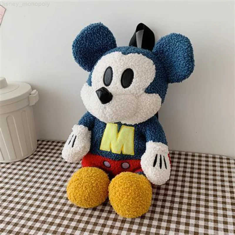 Disney Mickey Mouse Winter Personalized Cartoon Doll Zipper Plush Backpack Handbag Crossbody Bag Girls Birthday Gift H251212