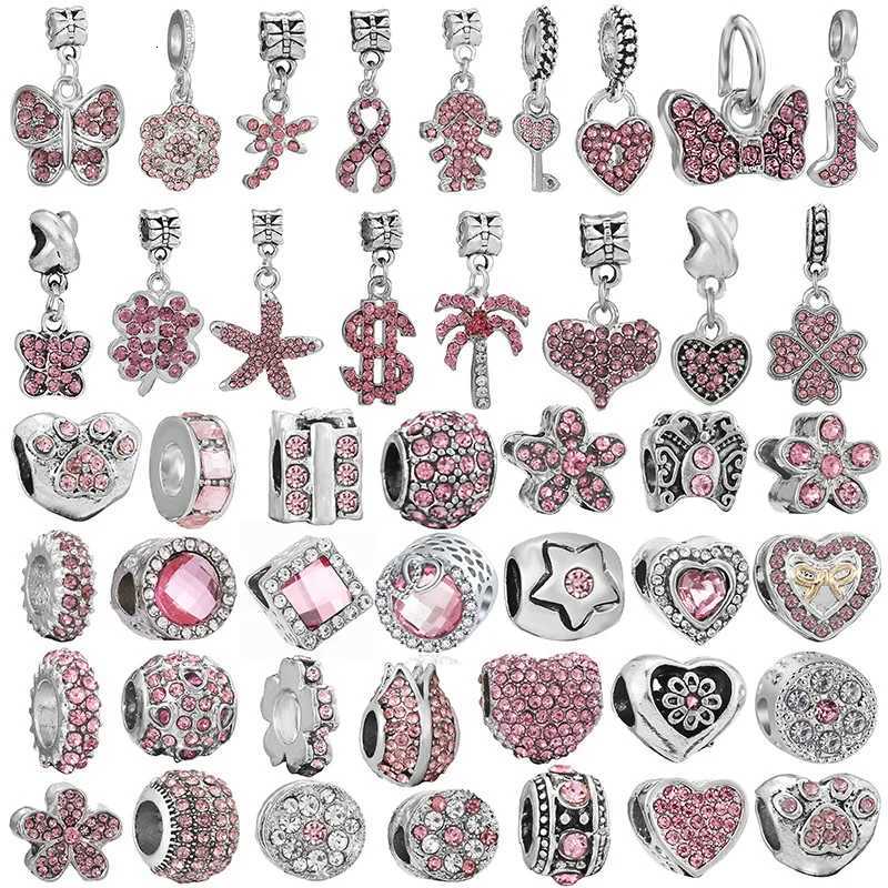 New Sier Plated Diamond Alloy Large Hole Charm Beads For DIY Bracelet Necklace Jewelry Accories Gift Y251212