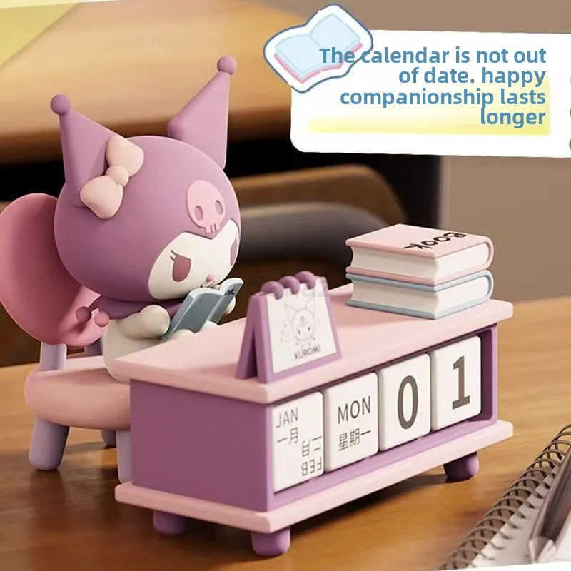 Sanrio Kuromi Cartoon Desk Calendar Cute Anime Model Creative Student Desktop Ornament Collection Doll Figure Childrens Gift H251212