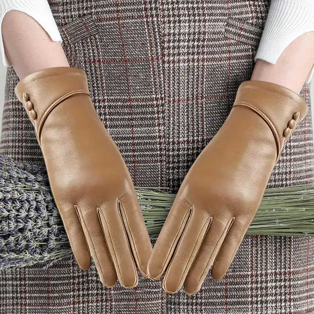 Plush-lined Gloves Plush-lined Winter Cycling Gloves with Touch Screen Windproof Faux Leather Anti-slip Design for Outdoor Y251211