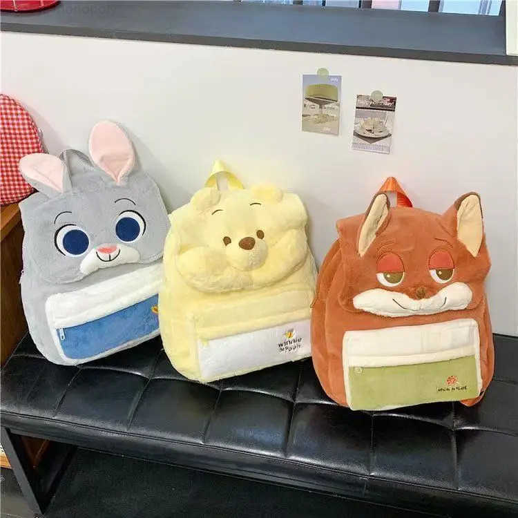 Disney Cartoon Cute Zootopia Plush Backpack Handbag Crossbody Bag Judy Fox Nick Large Capacity Casual Student Toy Surroundings H251212