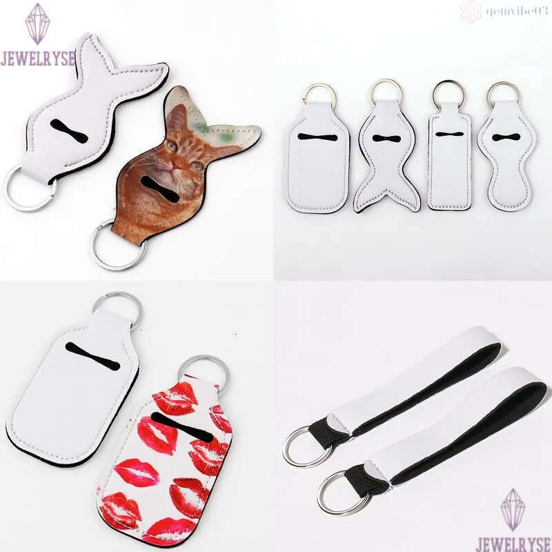 2022 New Sublimation blank DIY keychains Neoprene Materials Fish Rectangle Bottle Shape designer keychain Lover Keychains Car Key Ring for Woman Man F