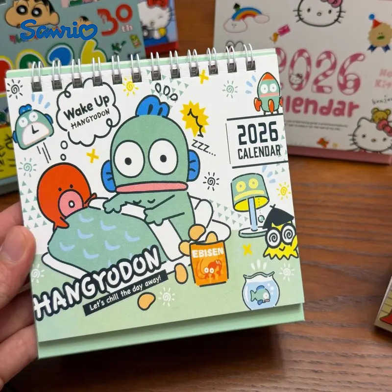 Sanrio 2026 Hangyodon Kt My Melody Cinnamoroll Desk Calendar Cute Retro Ins-Style Cartoon Decor For Students Collectible Gift H251212