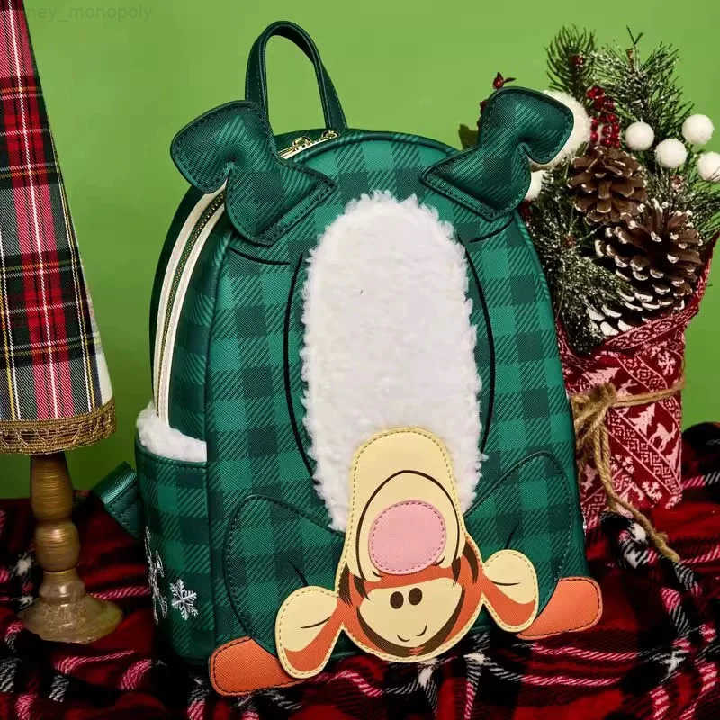 Disney Christmas Winnie the Pooh Tigger Backpack Girl Wreath Shoulder Bag Plush Backpack-The Best Birthday Gift H251212
