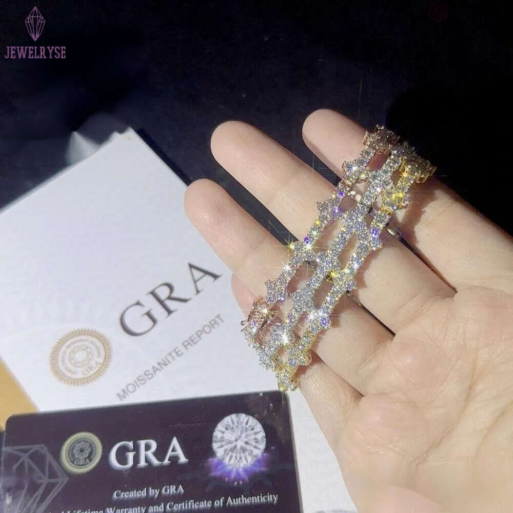 Designer 3mm New Style Hip Hop Moissanite Tennis Chain Bracelet Pass Dia Tester GRA Sier vvs tennis moissanite chain women mens fashion cuban k neckla