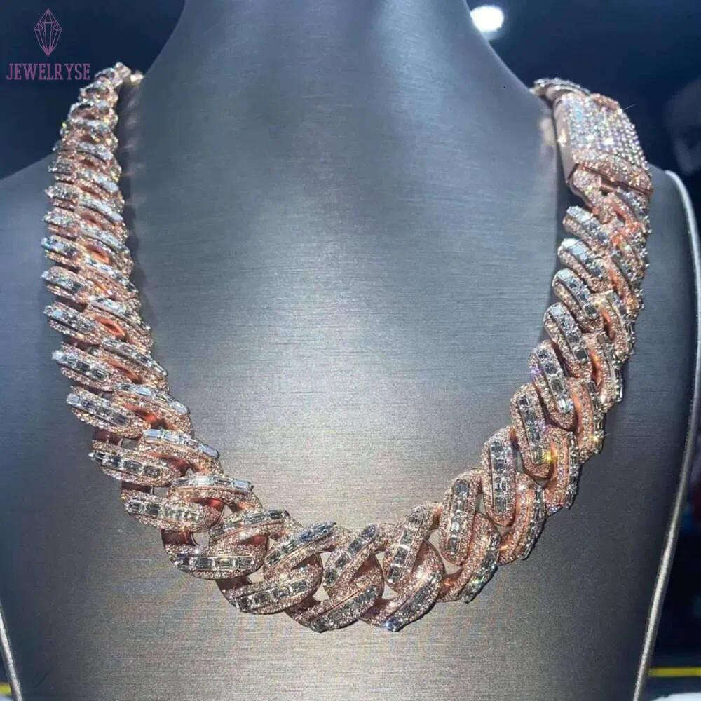 Miami Cuban chain passes 100% diamond testHigh Quality 20mm Cuban Silicon Stone Sterling Sier Rose Gold Chain