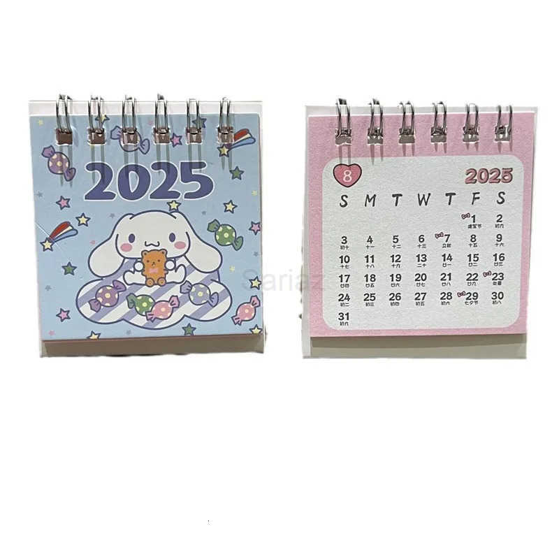 Sanrio New 2025 Cartoon Mini Calendar Cinnamoroll Kuromi Melody Mini Desktop Decoration Children Stationary Small Calendar Gift H2512121