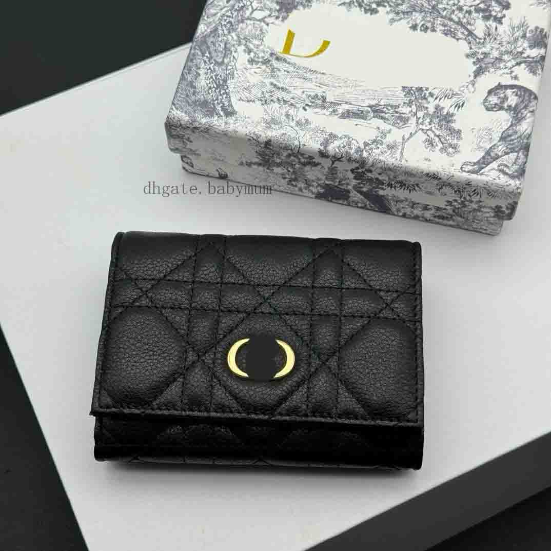 luxury fashion cd purse designer classic flip zipper genuine leather short wallet cd letters high-end billfold stylish grid coin purse lady card holder