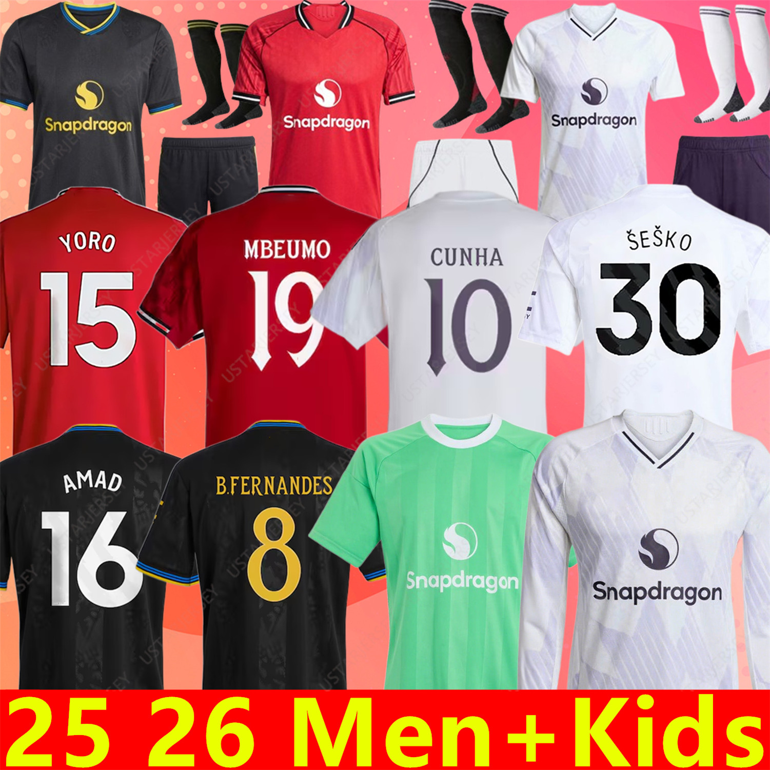 25 26 MAN CUNHA Soccer Jersey AMAD SESKO MAINOO ZIRKZEE YORO AMAD unted football shirt MARTINEZ B.FERNANDES MAINOO player fan MBEUMO Kids Child kit Long short jerseys