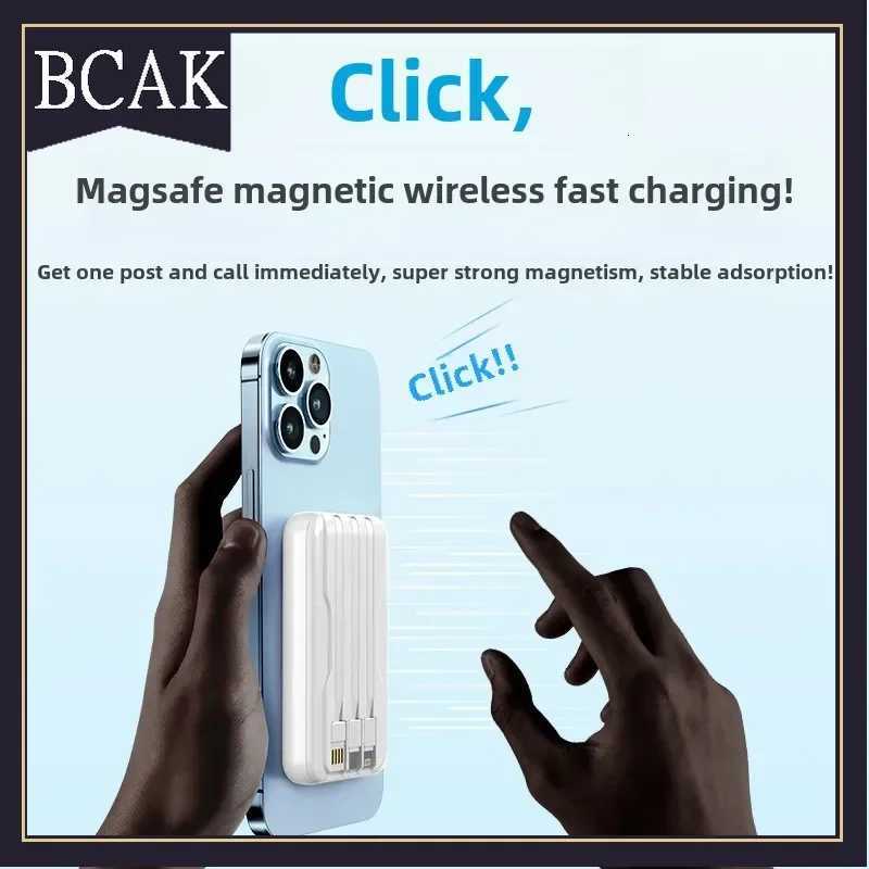 Magnetic Wireless Power Bank 10000 MAh Self-contai Cable er Fast Charging BCAK Mobile Power ply for Iphone H251213