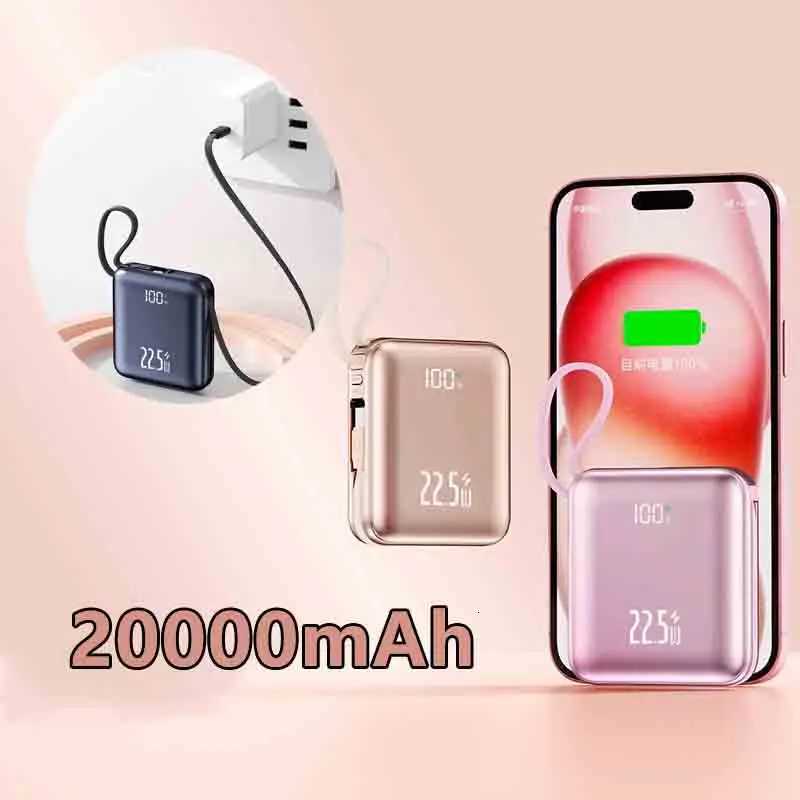 Mini Cute Power Bank 20000mAh CCC Certificated External Battery Built-in Cable 225W Fast Charging Battery for IPhone H251213