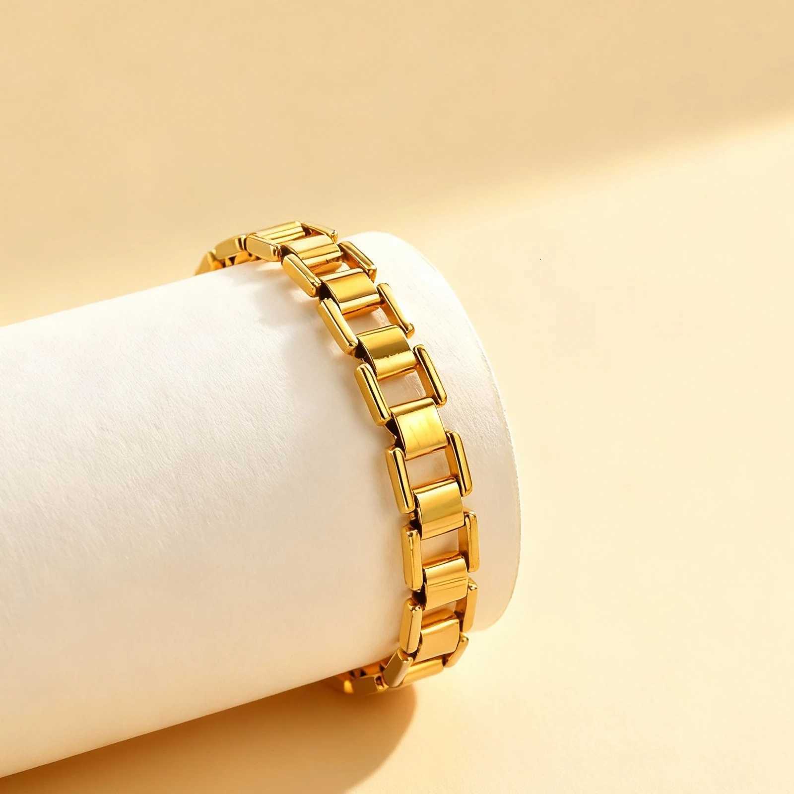 Fashion Womens StrAP Chain Gold Plated StainlESS Steel Chunky Link Chain s Punk Jewelry Gift M251213