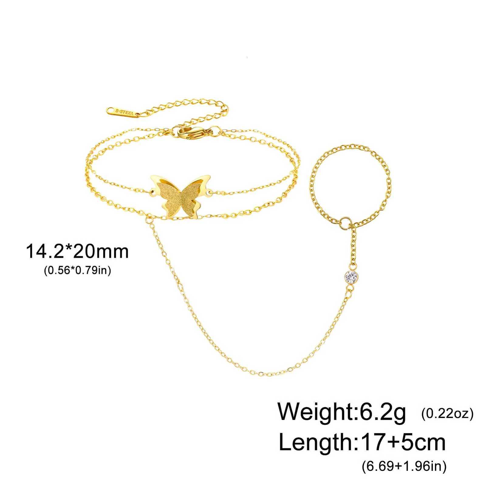 Lucktune Butterfly Charm Stainless Steel Double Layer s For Womens Hand Fashion Gold Color Jewelry Party Gift M251213