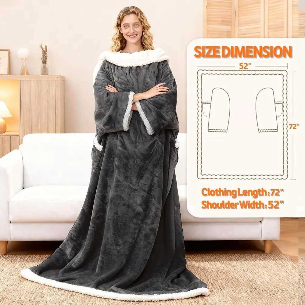 Wearable Electric Blanket with Sleeves Foot Pocket 8-Hour Auto-Off 10 Heating Levels Machine Washable 52x7218 Ideal Gift Y251212