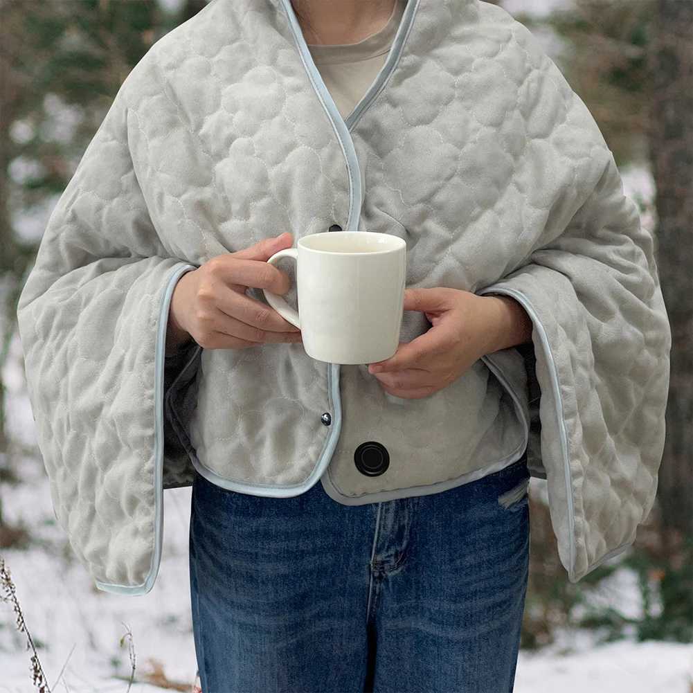 USB Heated Shawl Electric Heating Blanket 3 Heating Level Wearable Heated Poncho Throw Soft Heated Throw Blanket for Home Office Y251212
