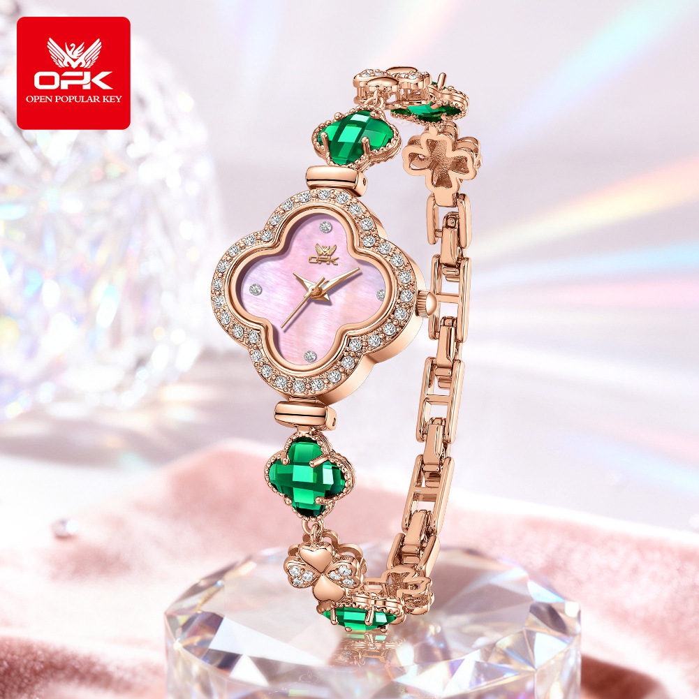 OPK Designer Women's Watches: High-value, Fashionable And Light Luxury Quartz Watches And Diamond Waterproof Four-leaf Clover Women's Watche