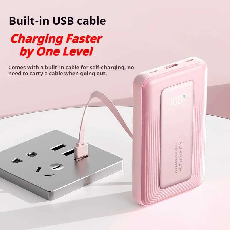 20000mAh Portable Power Bank with Built-In Cable for Outdoor Backup Quick Charging Cpatible for iphone H251213