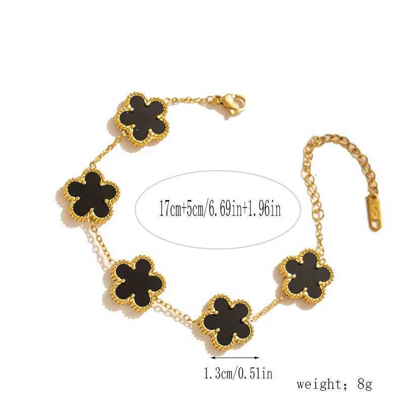 Htpwe Stainless Steel Solid Color Flower Four- Women 18k Gold Couple Holiday Gift Party Jewelry M251213