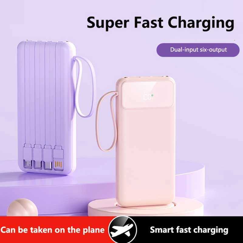 100000mAh 4in1 Power Bank With Built-in Cable Large-capacity Cpact And Portable Power Bank for iPhone 17Prax H251213