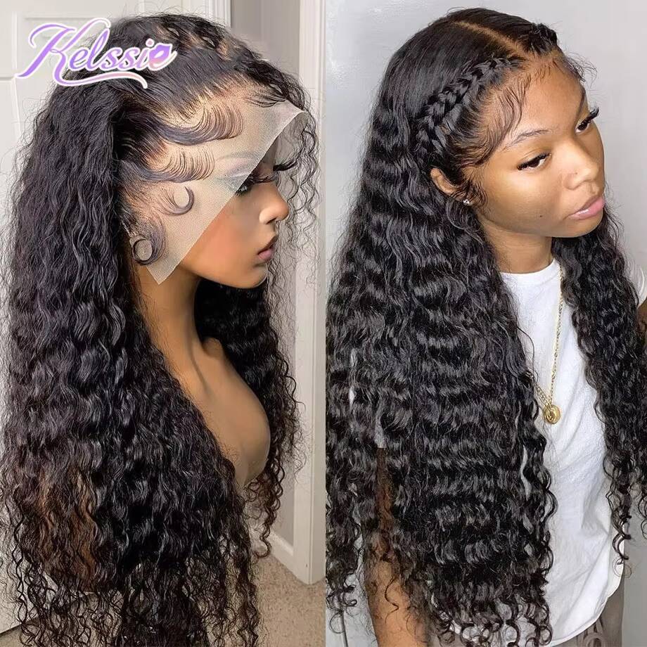 Wholesale Cheap HD Pre Plucked Human Hair Lace Front Wig 13x4 Curly Wet and Wavy Water Wave Lace Frontal Wig With Free Shipping