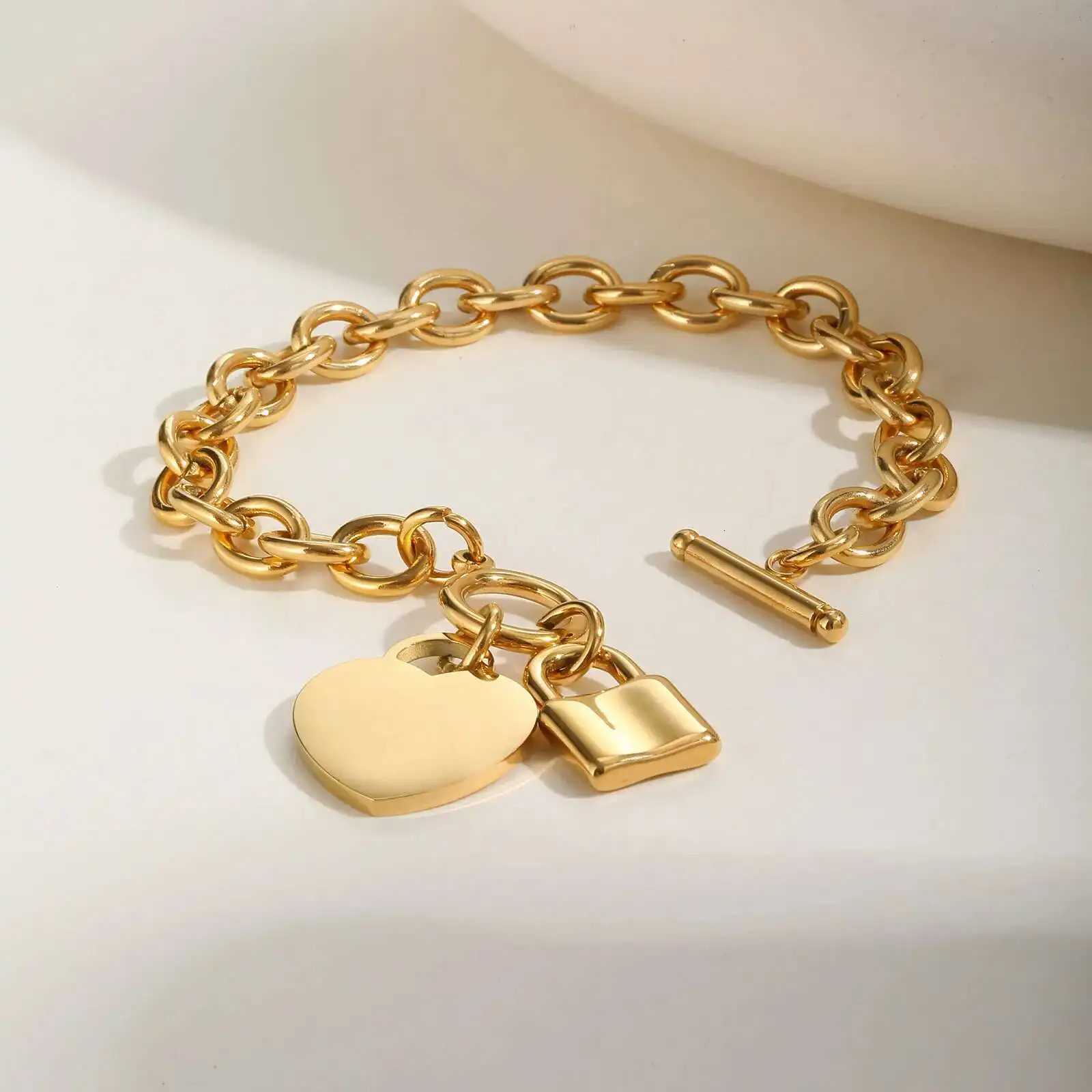 Prjewel Urious Heart-Shaped Lock Women Stainless Steel Thick K Chain s Fashion Jewelry for Mothers Day Gift M251213