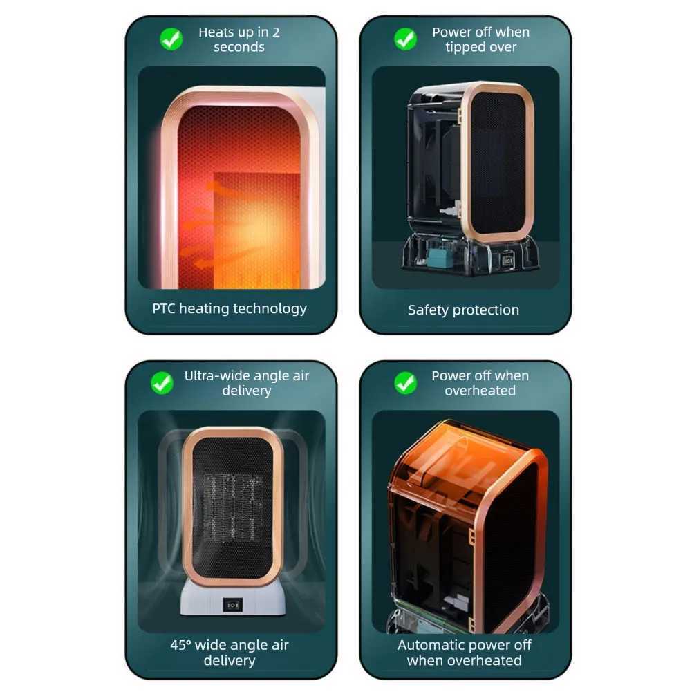 PTCs Electric Space Heaters Energy Efficient Indoor Electric Warmer Safety-Quiet Warmth Anywhere Adjustable Thermostat Y251213