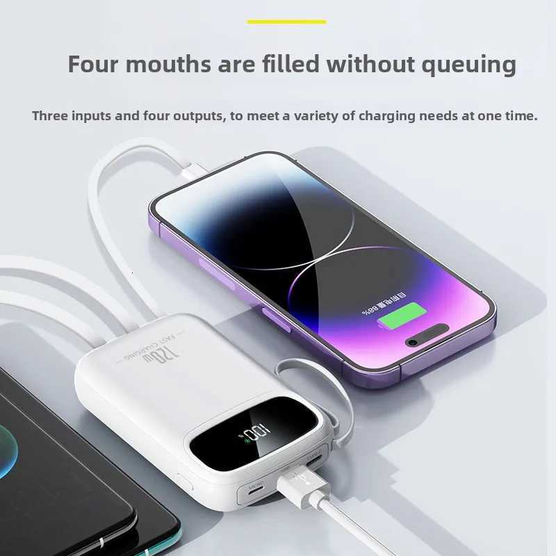 20000mAh Large Capacity Portable Power Bank with Built-in Cable er Fast Charging Mini and Cpact Ces with 3 Lines H251213