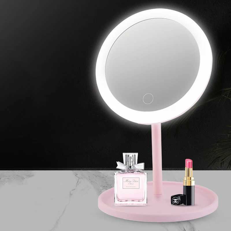 Light up your beauty routine LED cosmetic mirror with dimmable rotating and memory functions - USB cosmetic mirror with monochT251213