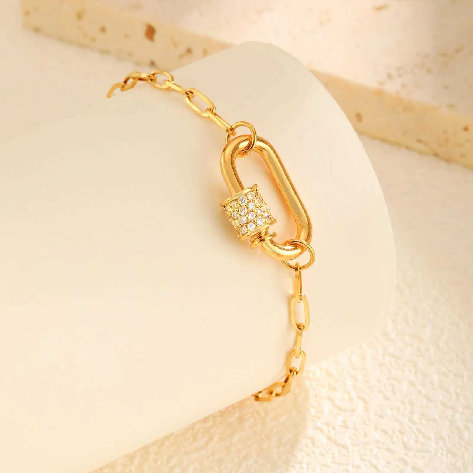 Exquisite Zircon Oval Pendant for WomenGold Color Stainless Steel Small Square Chain sFashion Jewelry Gifts M251213