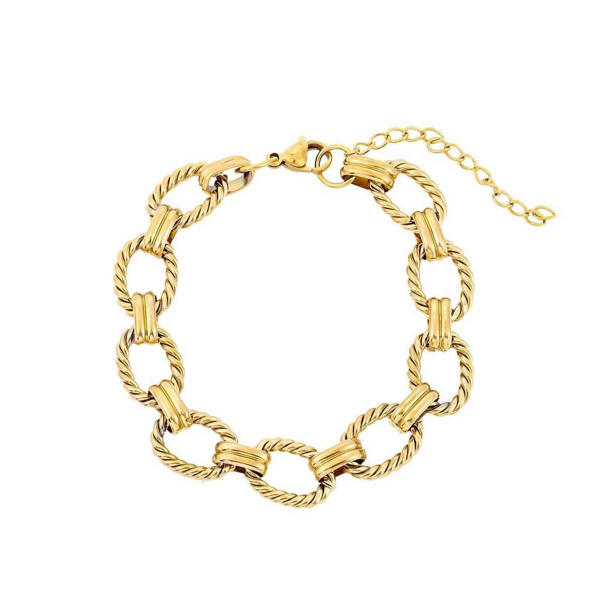 Womens Stainless Steel Thick Chain Oval Twist Jewelry Set M251213