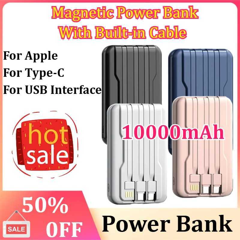 New 10000mAh Magnetic Wireless Fast Charger Power Bank Portable for Sndroid Universal Built-in Cable Mobile Power H251213