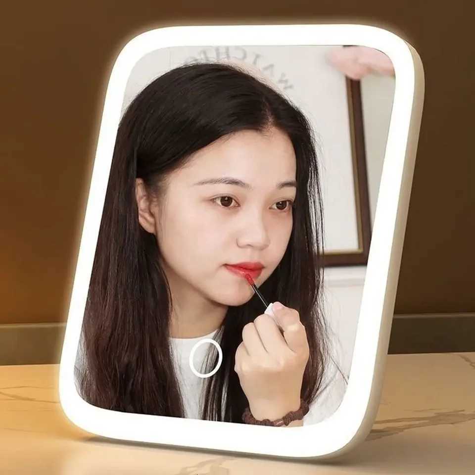 LED Makeup Mirror 3-Color Light 360 Rotatable Touch Control USB Powered Tabletop Vanity Mirror for Bedroom Bathroom TravelT251213