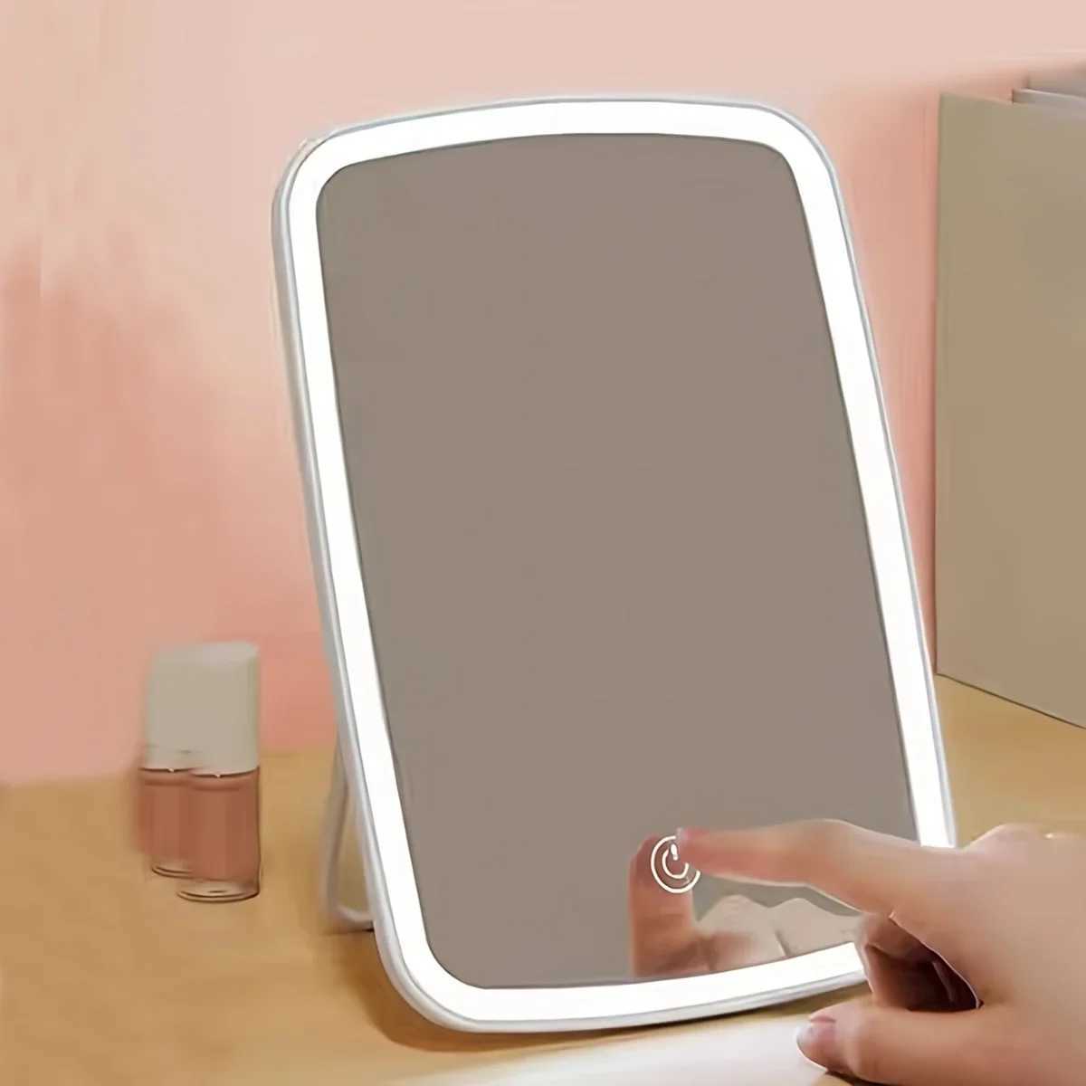 Portable LED Makeup Mirror Touch Sensor 3 Light Modes Adjustable Brightness Warm White Compact for Travel Sleek DesignT251213