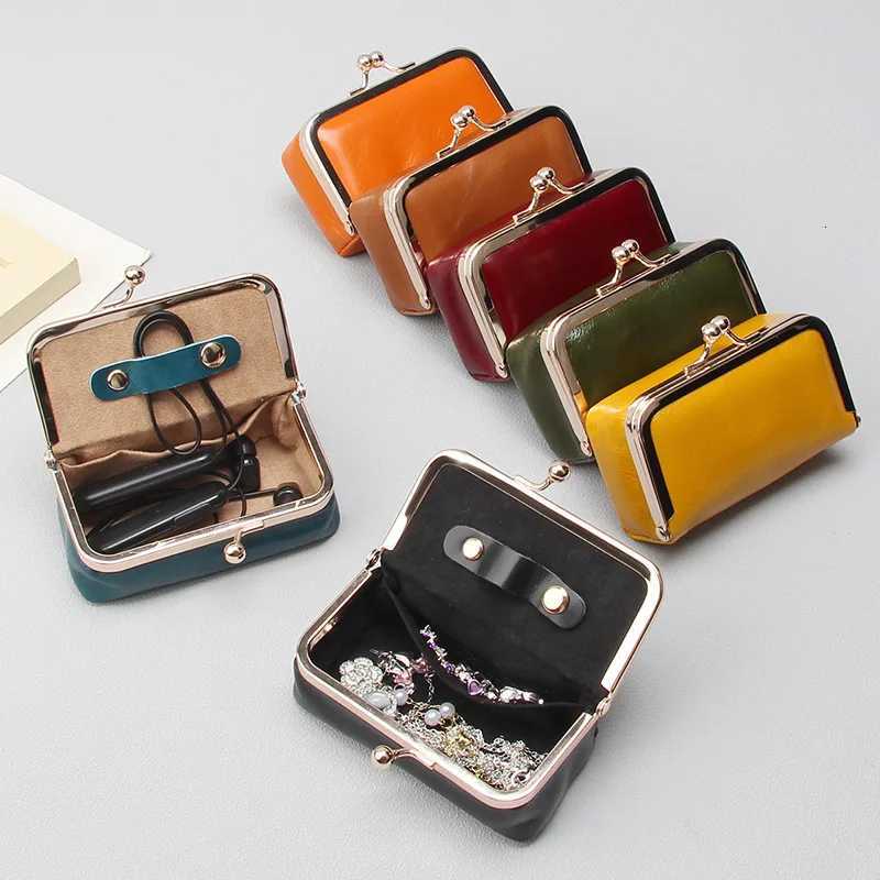 Versatile Vintage Genuine Leather Lock Mini Pouch Exquisite Coin Purses for Jewelry Lipsticks Daily Tiny Items Y251213