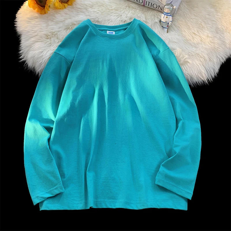 S-3XL Top Mens Blank T-Shirt White Oversized Solid Color T-Shirt Large Size Mens Womens Fashion Long Sleeve Mens T-Shirt 251211