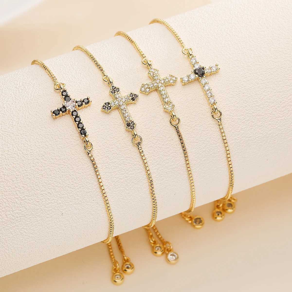 2025 New Fashion 16 Style Gold Color AAA CZ Zircon Cross Charm s For Women Adjustable Delicate Party Jewelry M251213