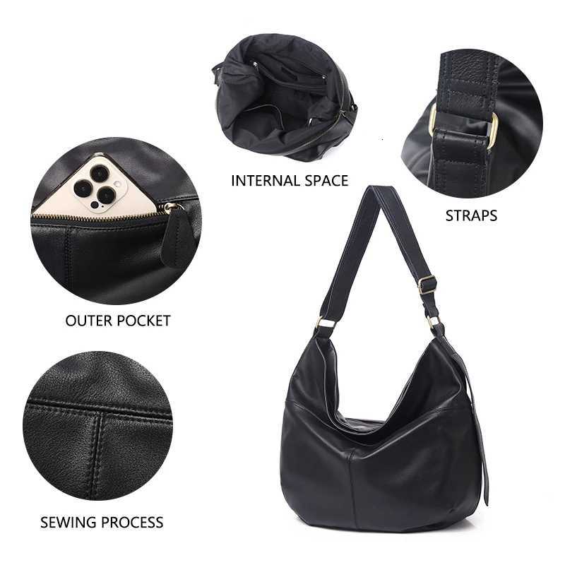 Genuine Leather Large Capacity Shoulder Bag Simple Fashion Crossbody Bag For Women Work shopping Fashion HandbagT251213
