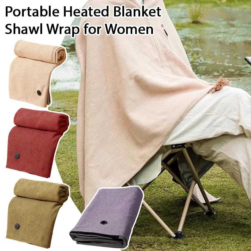 Portable Heated Blanket Shawl Wrap For WomenElectric Heated Shawl USB Powered Winter Blanket Wrap With Zipper For Office Home Y251212