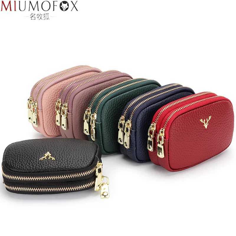 Luxury Soft Genuine Leather Wallets Double Zipper Short Purses Large Capacity Cowhide Cluh for Fem Wen Fi Coin Purse Y251213