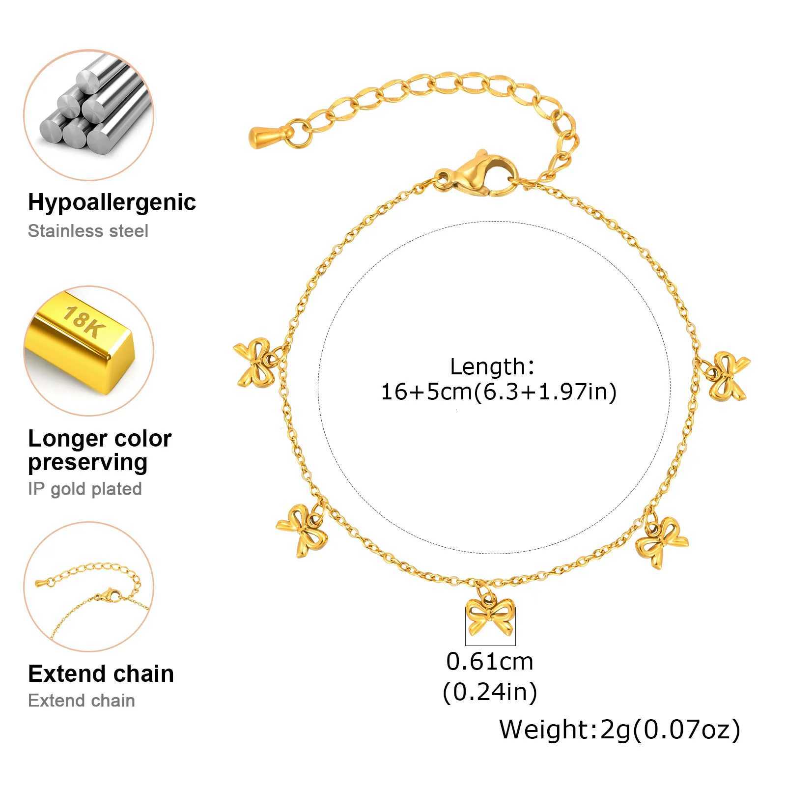 Minimalist Bowknot for WomenGold Color Stainless Steel Flat Rolo Chain Bow sTrendy Waterproof Jewelry Gifts M251213