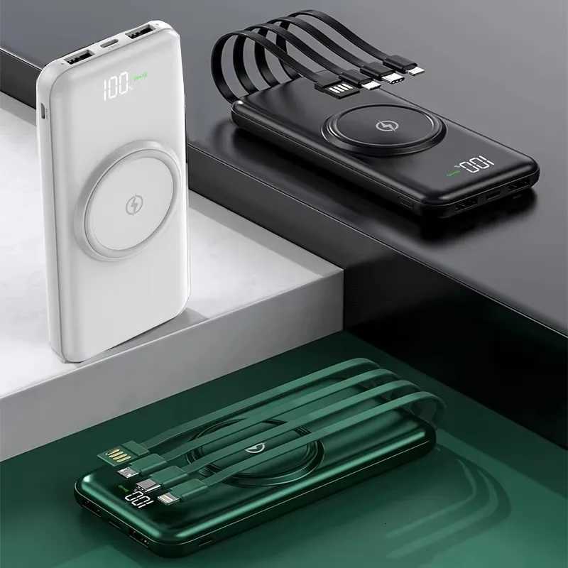 20000mAh Wireless Power Bank Built in Cable Portable Fast Charging Powerbank for iPhone 15 X S24 Poverbank H251213