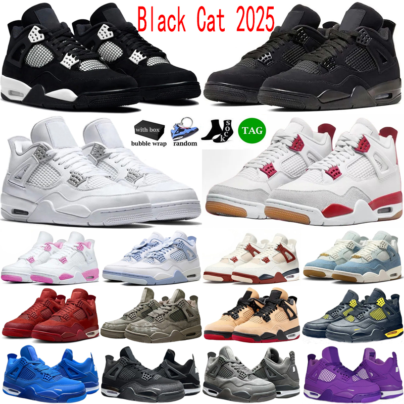 2025 With Box New style Designer 4 Basketball Shoes For Men Women Sneaker Military Black Cat Pine Green White Oreo Red Thunder Pizza Navy Sail Mens Trainers Sports