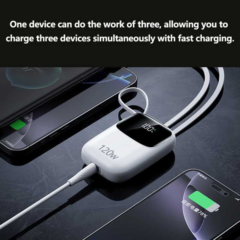 500000mAh High Capacity Power Bank Built in 3 Cables 120W er Fast Charging with DIgital Display Powerbank for iPhone H251213