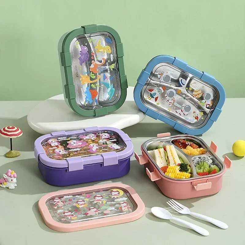 Cartoon Lunch Box Stainless Steel Cpartment Bento Box Microwave Available Food Container Students Off Worker Portable Bento H251213