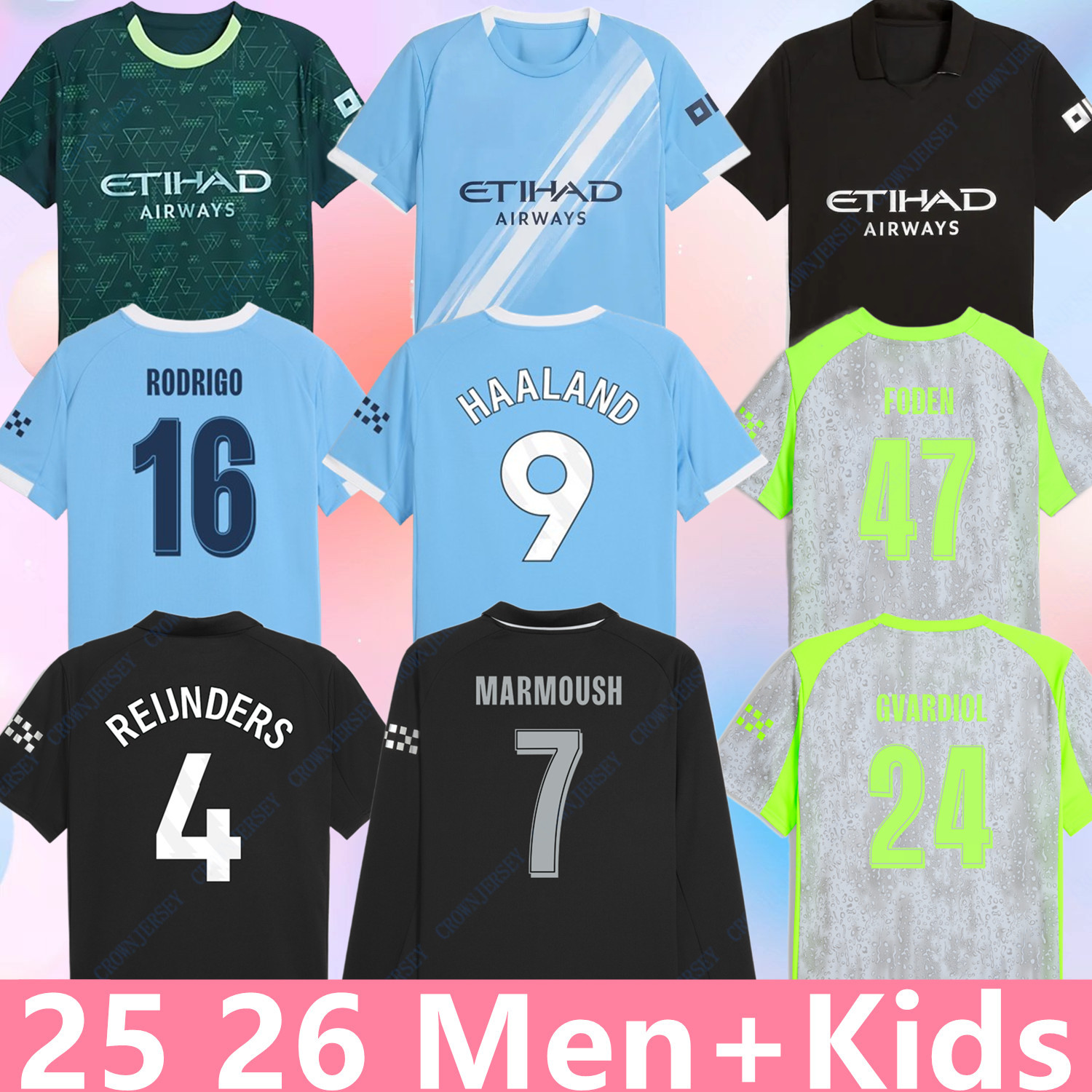 MARMOUSH HAALAND CHERKI 2025 2026 SOCCER JERSEYS RODRIGO DOKU FODEN GVARDIOL 25 26 REIJNDERS RUBEN SAVINHO CHERKI Kid Super jersey man city football kit shirt men kid