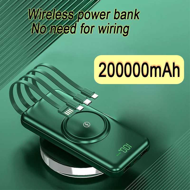 200000mAh Wireless Fast Charging Large Power Bank Large Capacity Sharing Ces With Four-Wire Mobile Power ply H251213