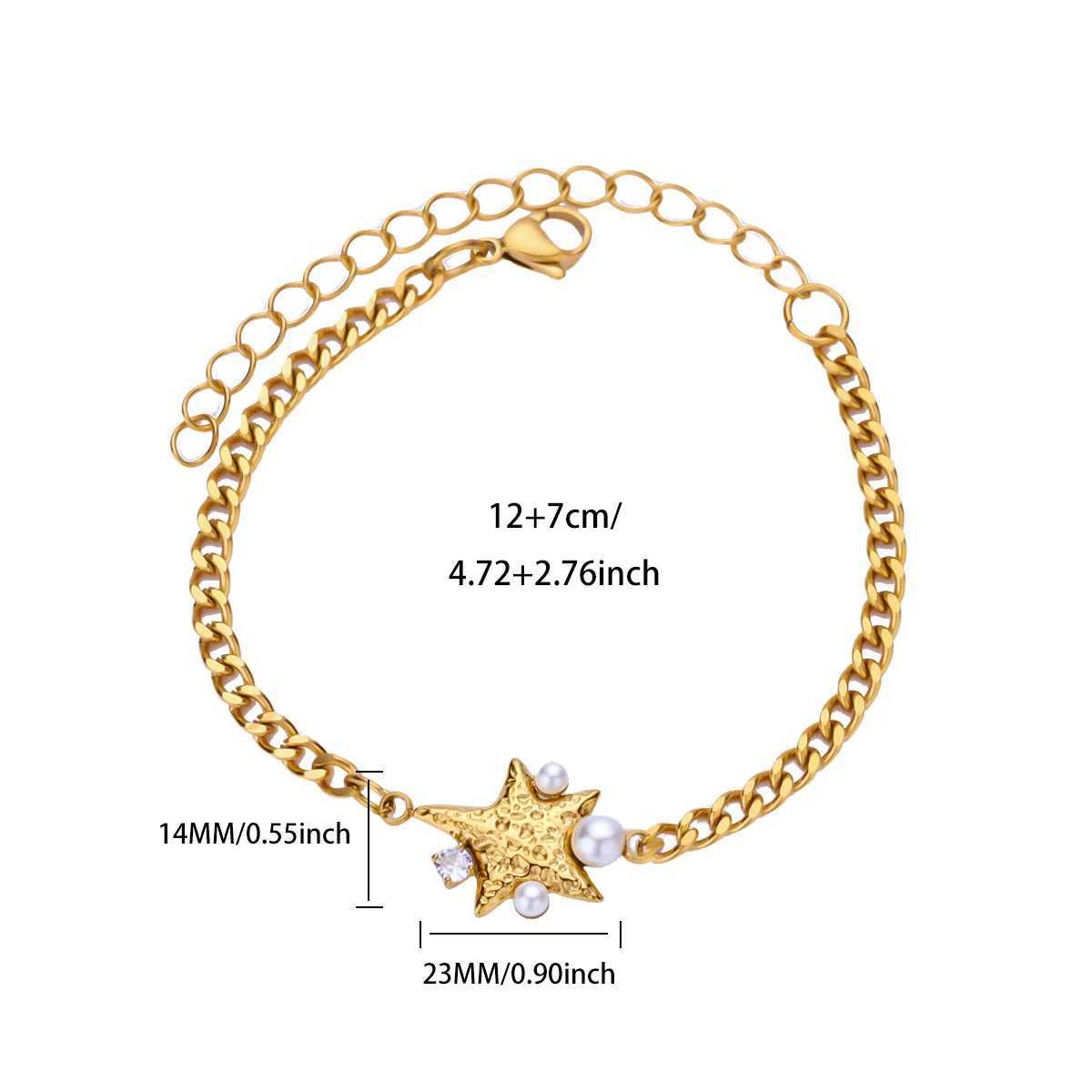 Free Shipping Imitation Pearl Starfish for Women Stainless Steel Gold Color Pendant Boho Jewelry Accesorios M251213
