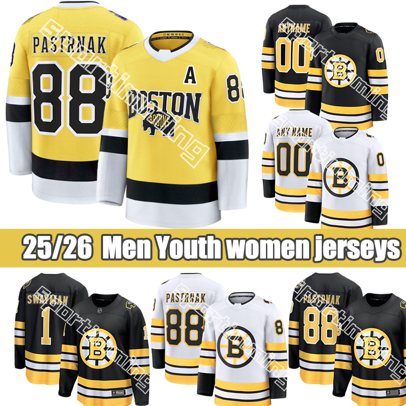 BostonS Bruins Jersey Marchand C McAvoy A Bergeron C #74 DeBrusk Hockey Jerseys #11 Frederic 2025 2026
