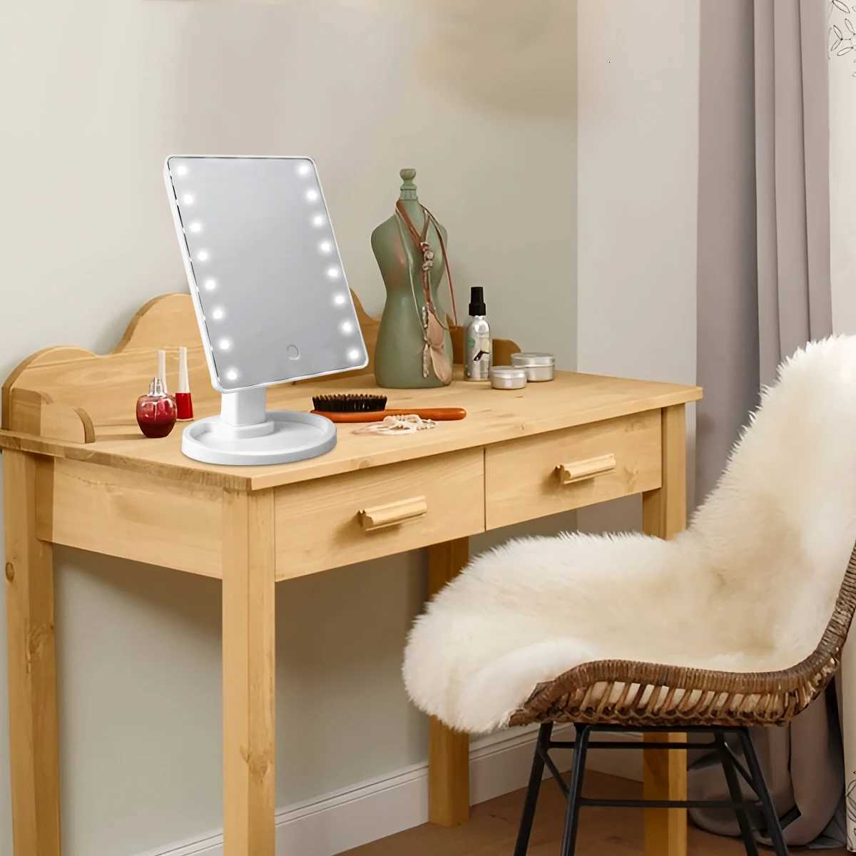 Lighted Makeup Mirror Square Battery USB Rechargeable Dual-use Beauty Mirror Touch Screen Vanity Mirror BrightnesT251213